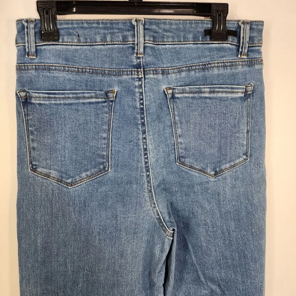 Risen Womens Jeans 31/13 Button Fly High Rise Wide Leg Ankle Medium Wash RDP1242